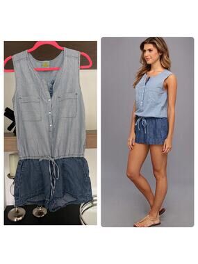 CC California Mixed Chambray Romper